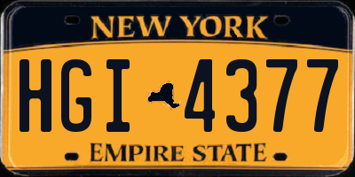 NY license plate HGI4377