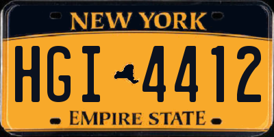 NY license plate HGI4412