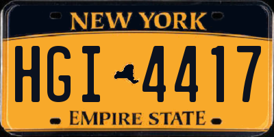 NY license plate HGI4417