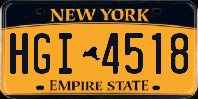 NY license plate HGI4518
