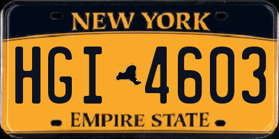 NY license plate HGI4603