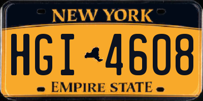 NY license plate HGI4608