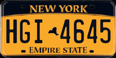 NY license plate HGI4645