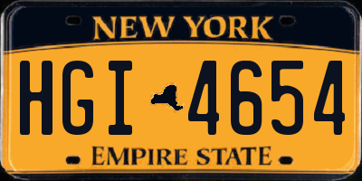 NY license plate HGI4654