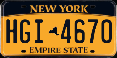 NY license plate HGI4670