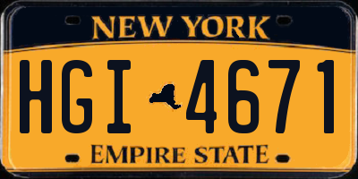 NY license plate HGI4671