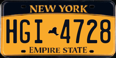 NY license plate HGI4728