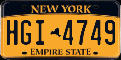 NY license plate HGI4749