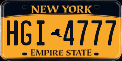 NY license plate HGI4777