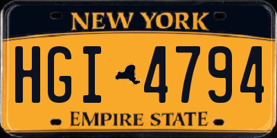 NY license plate HGI4794
