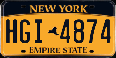 NY license plate HGI4874