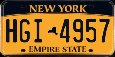 NY license plate HGI4957