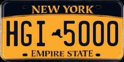 NY license plate HGI5000