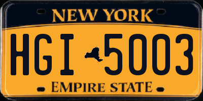 NY license plate HGI5003