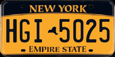 NY license plate HGI5025