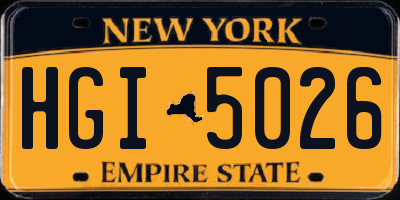 NY license plate HGI5026