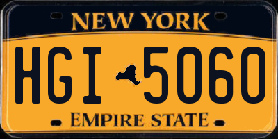 NY license plate HGI5060