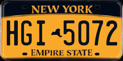 NY license plate HGI5072