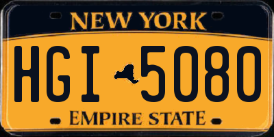 NY license plate HGI5080