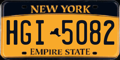 NY license plate HGI5082