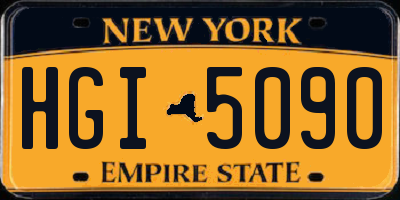 NY license plate HGI5090
