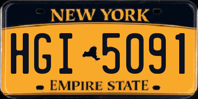 NY license plate HGI5091