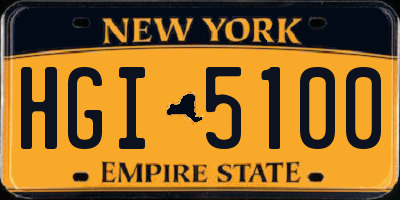 NY license plate HGI5100