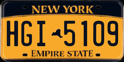 NY license plate HGI5109