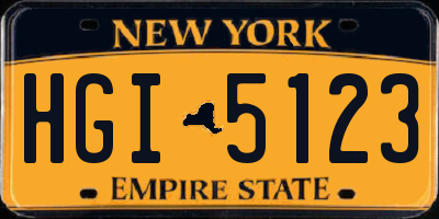 NY license plate HGI5123
