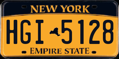 NY license plate HGI5128