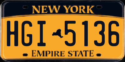 NY license plate HGI5136