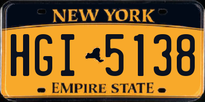 NY license plate HGI5138