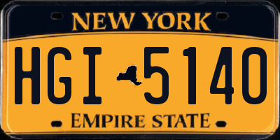 NY license plate HGI5140