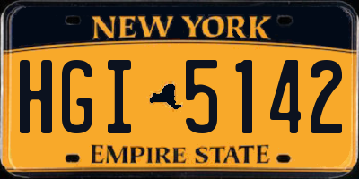 NY license plate HGI5142