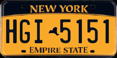 NY license plate HGI5151