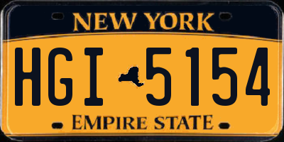 NY license plate HGI5154