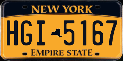 NY license plate HGI5167