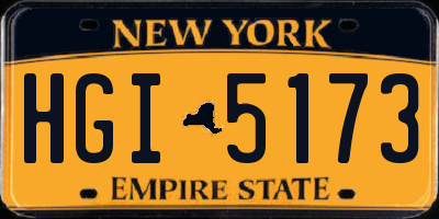 NY license plate HGI5173