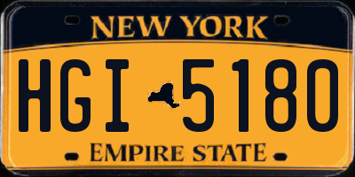 NY license plate HGI5180