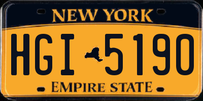 NY license plate HGI5190