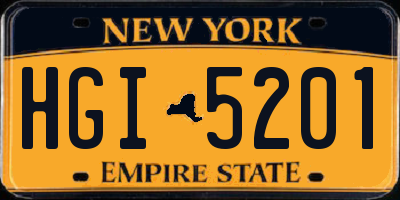 NY license plate HGI5201