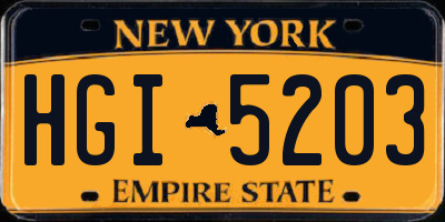 NY license plate HGI5203