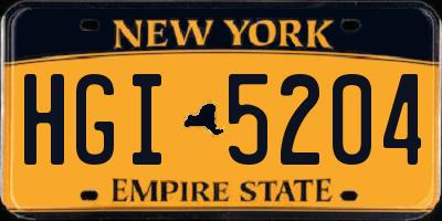 NY license plate HGI5204