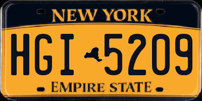 NY license plate HGI5209
