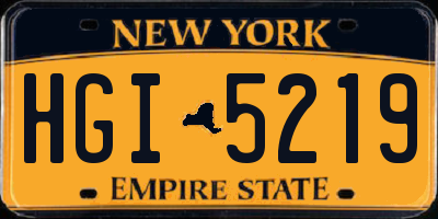 NY license plate HGI5219