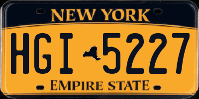 NY license plate HGI5227