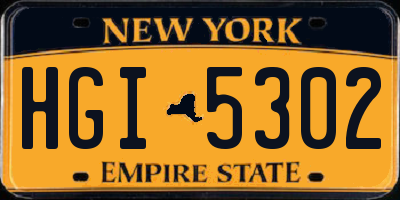 NY license plate HGI5302