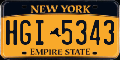 NY license plate HGI5343