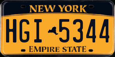 NY license plate HGI5344
