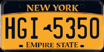 NY license plate HGI5350